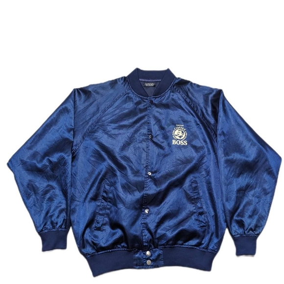 Santory Coffee Boss Navy Satin bomber jacket Large - Picture 3 of 8